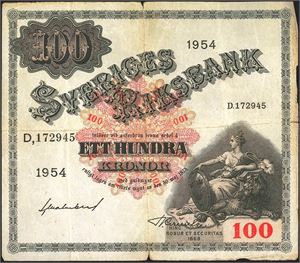 Sverige 100kr 1954 kv. 1-