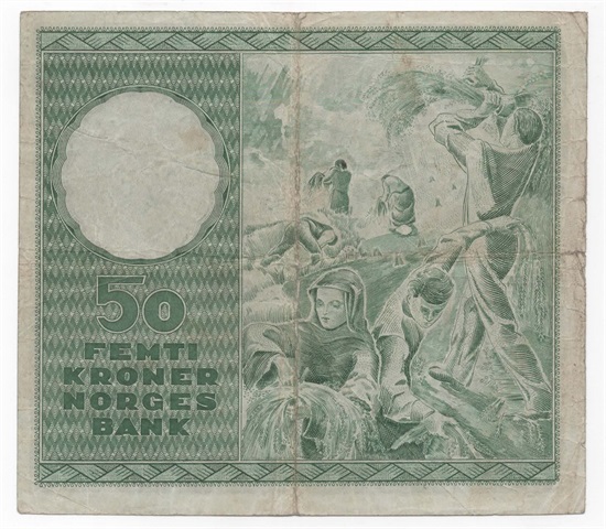 Norge 50 kroner 1952 B kv. 1-/2