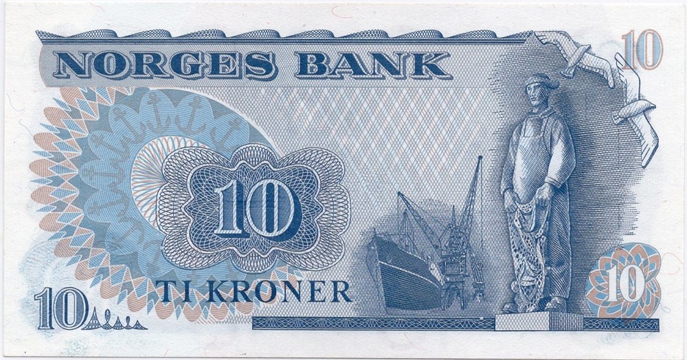 10 kroner 1976 QÅ erstatningsseddel. Kv.0