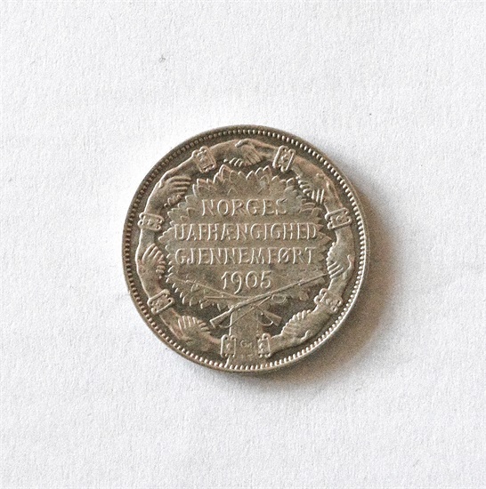 Norge 2 kroner 1907 m/gevær kv. 01