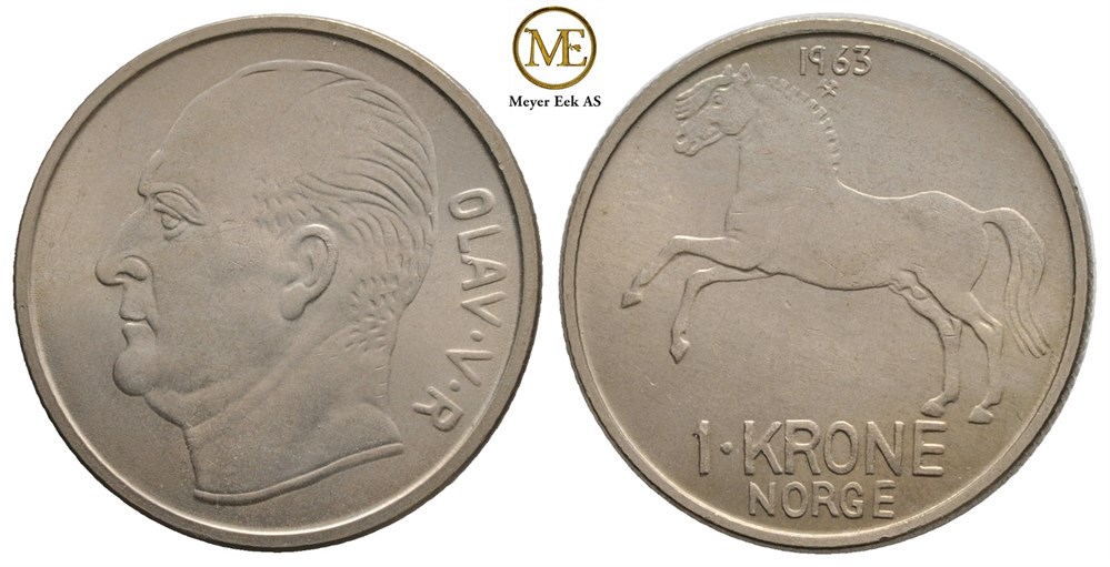 1 krone 1963 Olav V. Kv.0