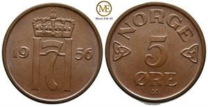 5 øre 1956 Haakon VII. Prakt