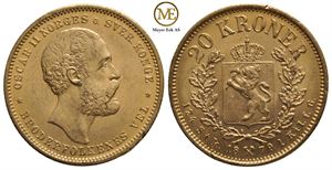 20 kroner 1879 Oscar II. Kv.0/01