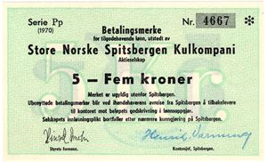 5 kroner 1970 Pp. SN Spitsbergen. Kv.0