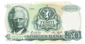 50 kroner 1983 Z.0553378. Erstatningsseddel. S-seddel. Kv.0