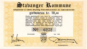 Stavanger kommune 10 kroner 1940