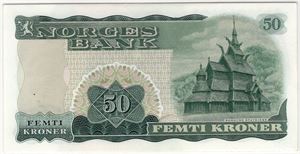 50 kroner 1966 X.1443938 erstatningsseddel. Kv.0