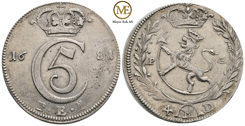 4 mark 1681 Christian V. NMD.86. Kv.01