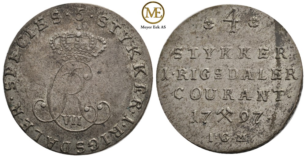 24 skilling 1797 Christian VII. Ex. Bruun Rasmussen 2016. NDM.39. Kv.01