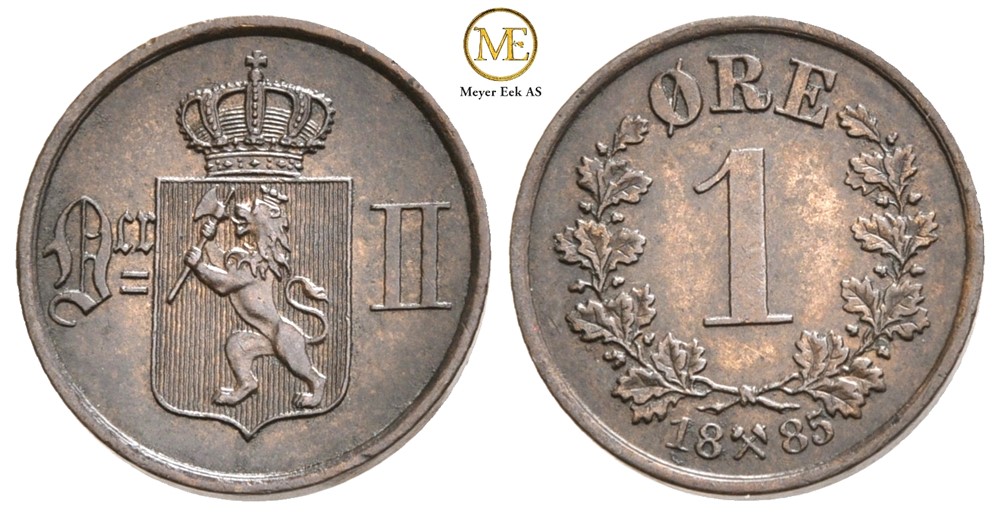 1 øre 1885 Oscar II. Kv.01