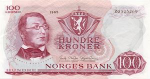 100 kroner 1965 Z 0-million erstatning ex. Skilling Brofoss/Pettersen