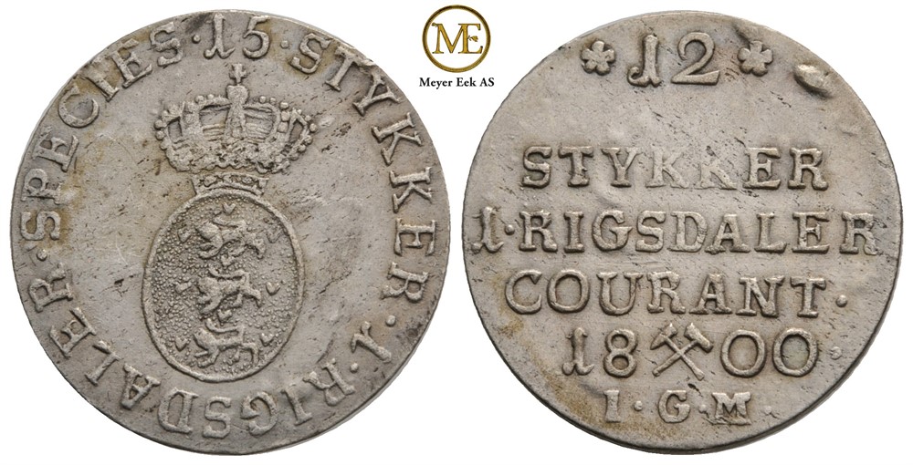8 skilling 1800 Christian VII. NMD.71. Kv.1+