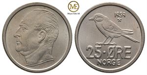 25 øre 1959 Haakon VII. Kv.0