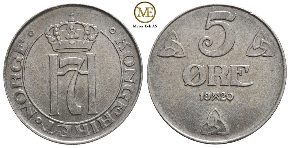 5 øre 1920 Haakon VII. Kv.0/01
