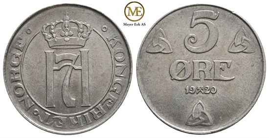 5 øre 1920 Haakon VII. Kv.0/01