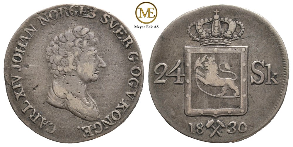 24 skilling 1830  Carl XIV Johan. Kv.1/1+