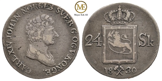 24 skilling 1830  Carl XIV Johan. Kv.1/1+