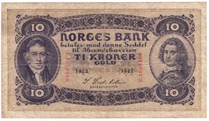 10 kroner 1923 K.1688356. Kv.1-