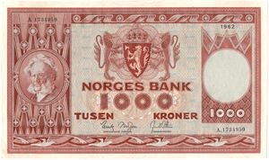 1000 kroner 1962 A.1734959. Kv.01