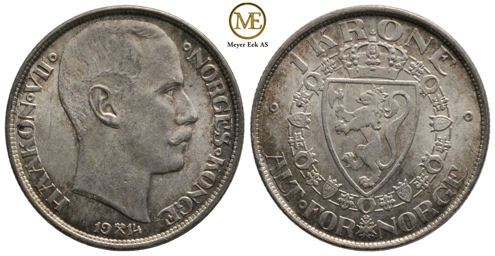 1 krone 1914 Haakon VII. Kv.0/01