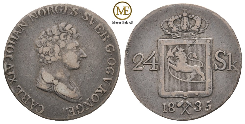 24 skilling 1835 Carl XIV Johan. Kv.1/1+