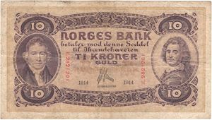 10 kroner 1914 E.2821201. Kv.1