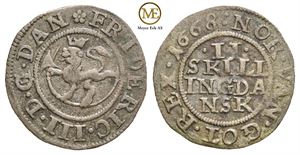 2 skilling 1668 Frederik III. Kv.1/1+