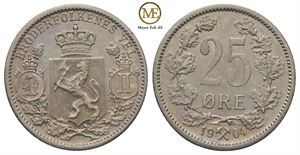 25 øre 1904 Oscar II. Kv.0/01