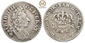 8 skilling 1703 Frederik IV. Kv.1/1+