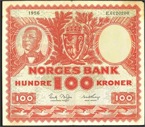 100 kr 1956E kv. nær 1