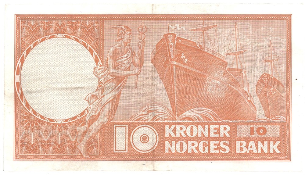 10 kroner 1973 Z.0059337 erstatningsseddel. Kv.1+