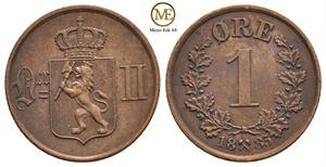 1 øre 1885 Oscar II. Kv.1+