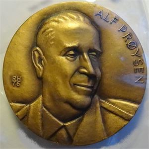 Alf Prøysen 1976 bronse stor og tung 70 mm. Kv.0