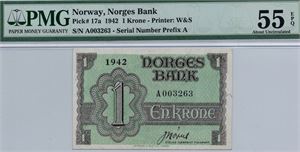 1 krone 1942 A. London utgaven. 55 EPQ