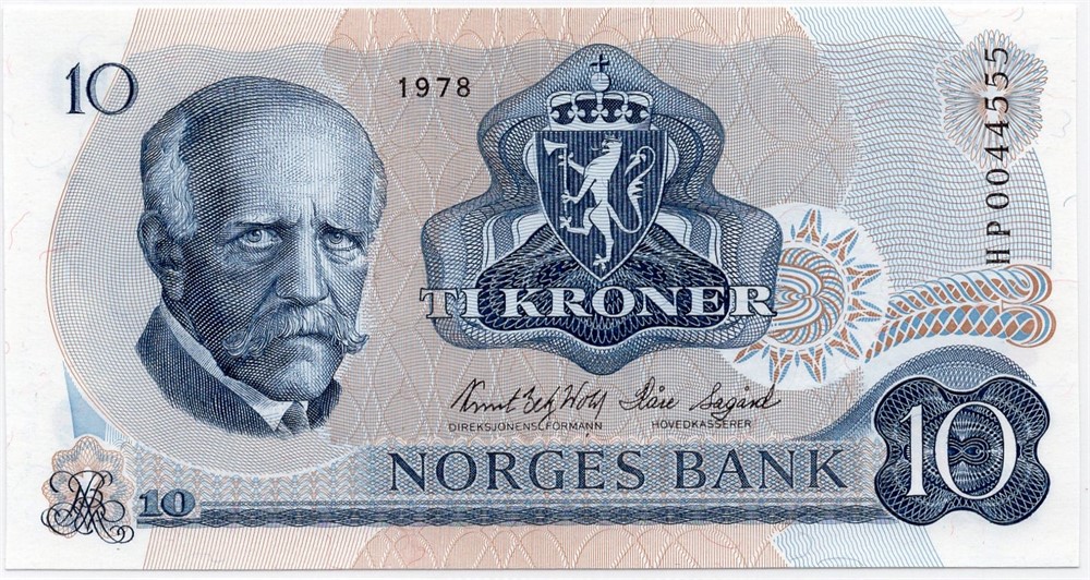10 kroner 1978 HP erstatningsseddel. Kv.0