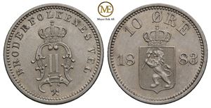 10 øre 1883 Oscar II. Kv.0