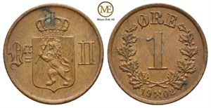 1 øre 1902 Oscar II. Kv.0