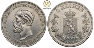 2 kroner 1887 Oscar II. Kv.01