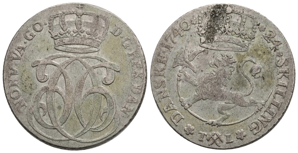 24 skilling 1740 Christian VI. Kv.1/1+