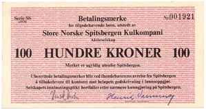 100 kroner 1978 SN Spitsbergen Kulkompani. Kv.0