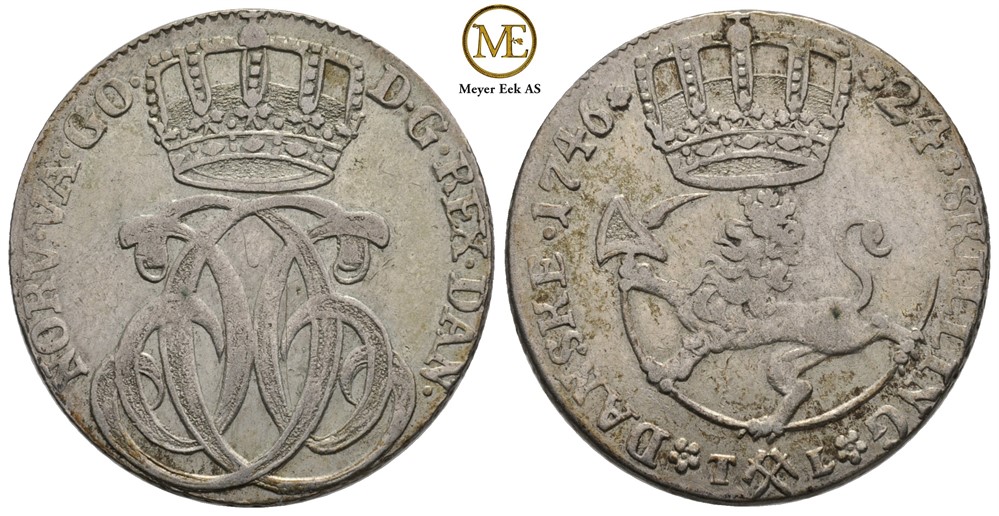 24 skilling 1746 Christian VI. Kv.1+