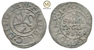 1 skilling 1660 Frederik III. Kv.1/1+