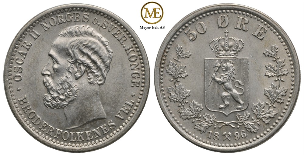 50 øre 1896 Oscar II. Kv.0