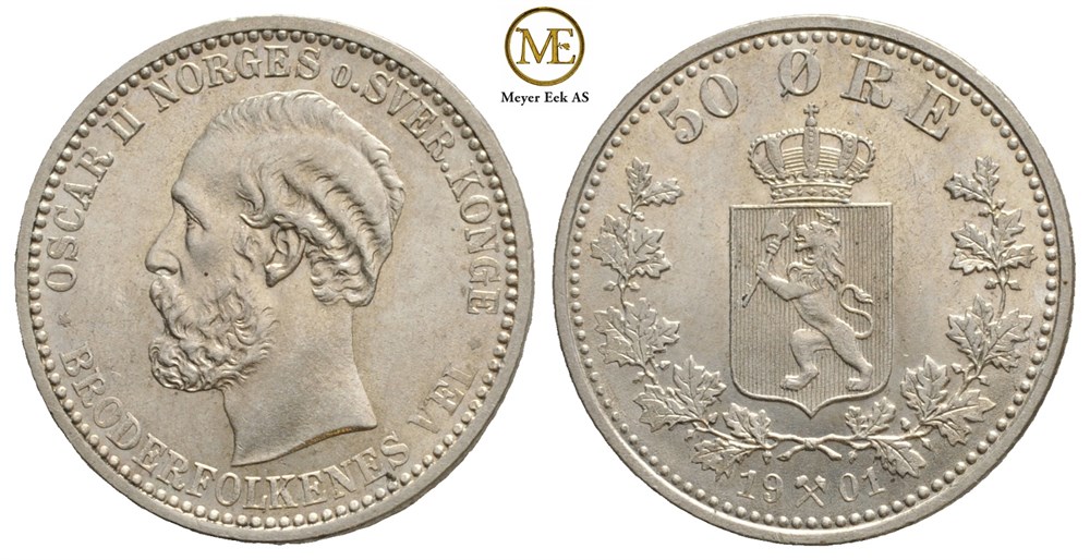 50 øre 1901 Oscar II. Kv.0