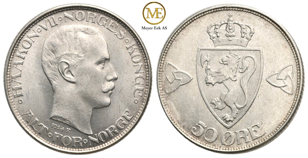 50 øre 1914 Haakon VII. Prakteksemplar
