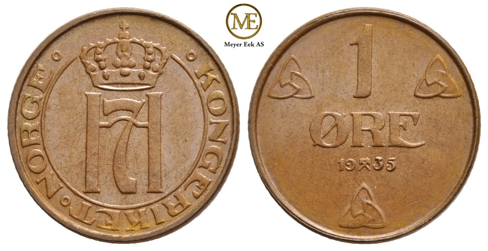 1 øre 1935 Haakon VII. Prakt eksemplar