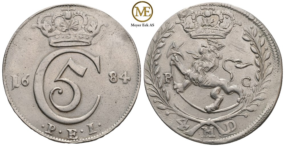 4 mark 1684 Christian V. Kv.1+