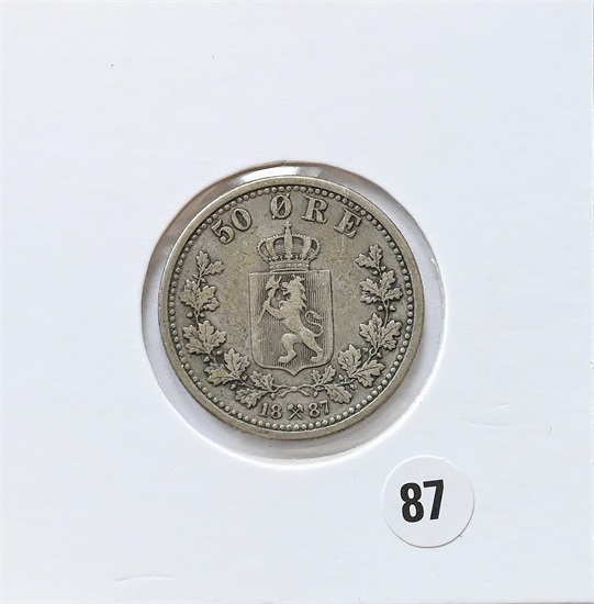 Norge 50 øre 1887 kv. 1/1-