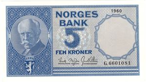 5 kroner 1960 G.6601081. Kv.0