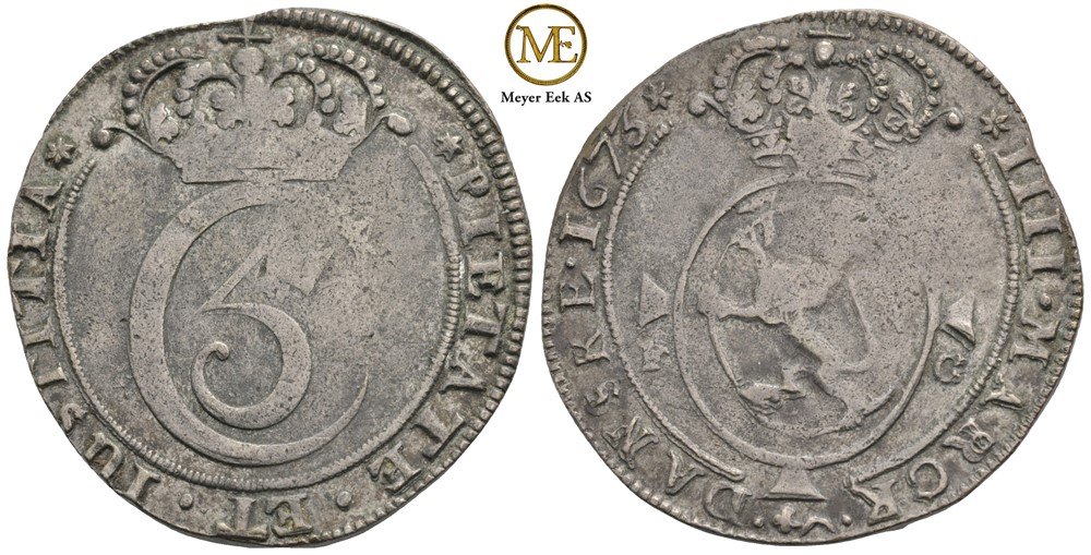 4 mark 1673 Christian V. Kv.1
